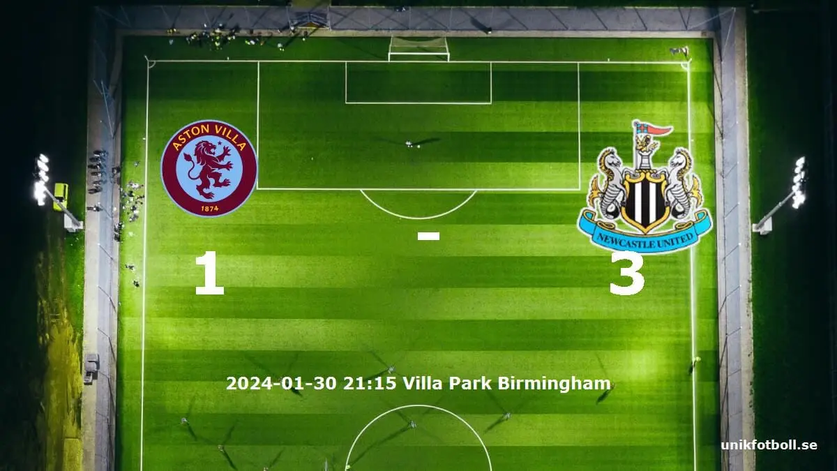 Aston Villa mot Newcastle United tidslinje och laguppställning