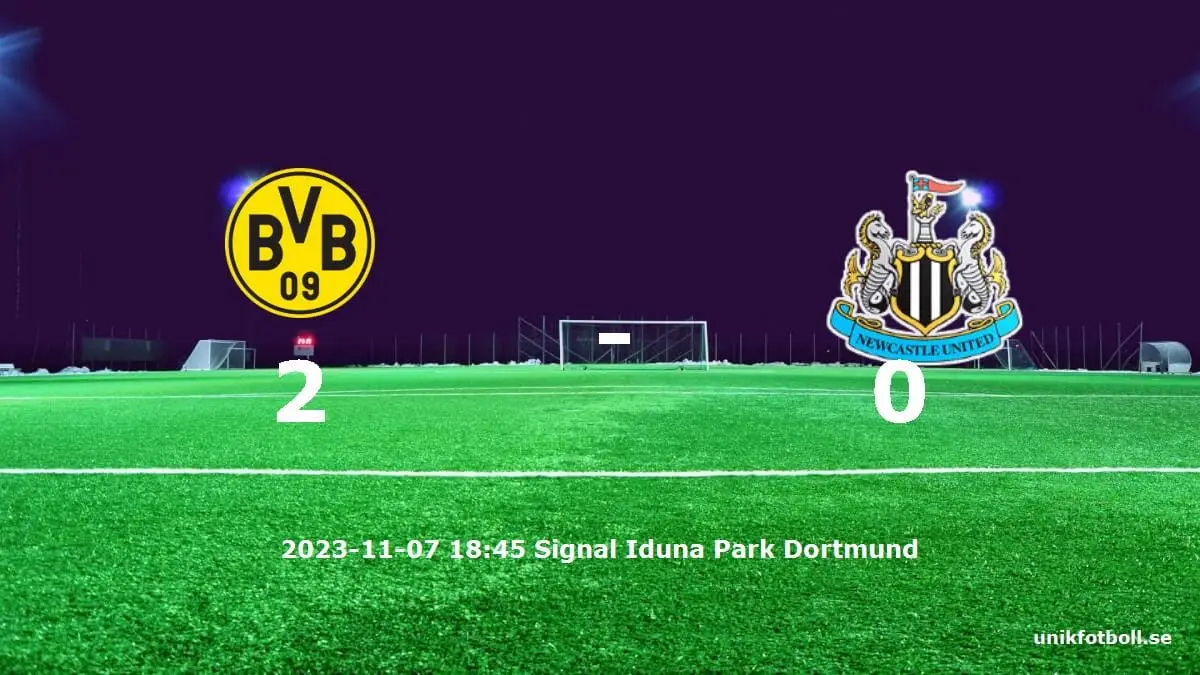 Borussia Dortmund mot Newcastle United tidslinje och laguppställning