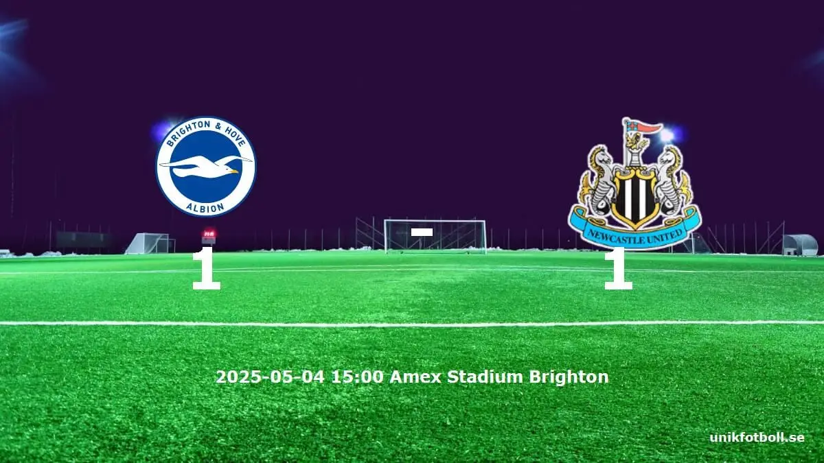 Brighton & Hove Albion mot Newcastle United tidslinje och laguppställning