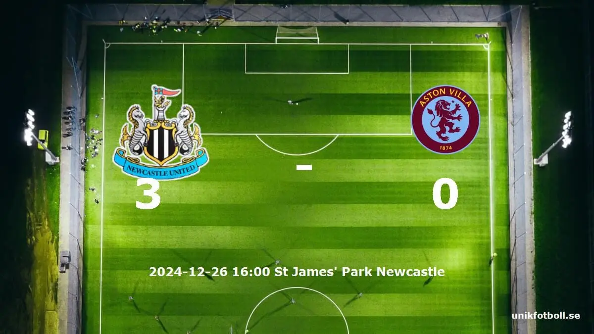 Newcastle United mot Aston Villa tidslinje och laguppställning