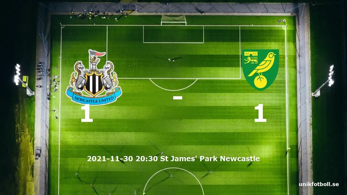 Newcastle United mot Norwich City tidslinje och laguppställning