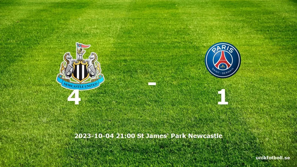 Newcastle United mot Paris Saint-Germain tidslinje och laguppställning