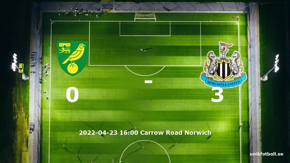 Norwich City mot Newcastle United tidslinje och laguppställning