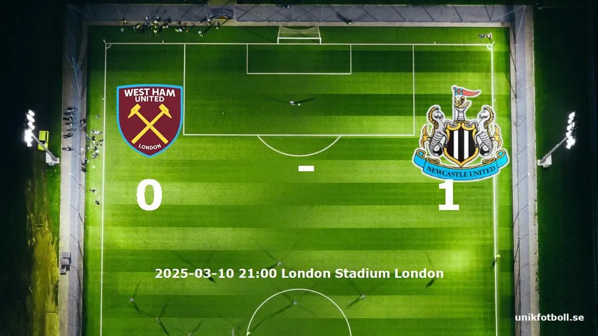 West Ham United mot Newcastle United tidslinje och laguppställning